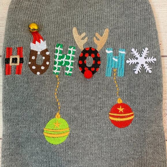 Christmas Dog Sweater Holiday HO HO HO Snowflake Santa Jingle Bell Fab Dog Sz M - Picture 5 of 13